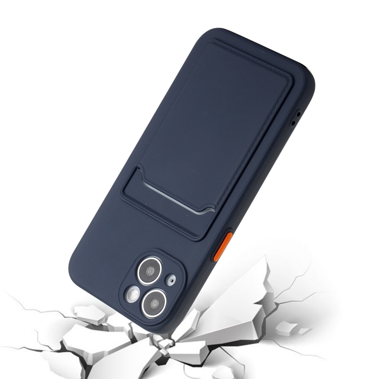 For iPhone 14 Plus Card Slot Design Shockproof TPU Phone Case(Dark Blue) For iPhone 14 Plus Card Slot Design Shockproof TPU Phone Case(Dark Blue)