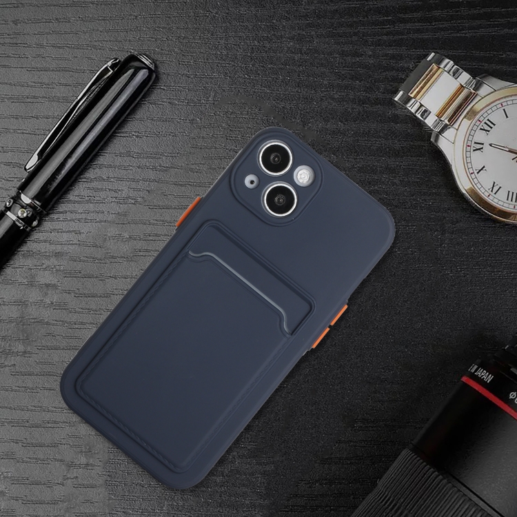 For iPhone 14 Plus Card Slot Design Shockproof TPU Phone Case(Dark Blue) For iPhone 14 Plus Card Slot Design Shockproof TPU Phone Case(Dark Blue)