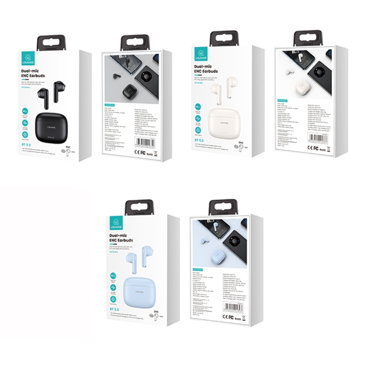 USAMS US14 ENC Dual Microphone Noise Cancelling TWS Wireless Bluetooth Earphone(Blue)