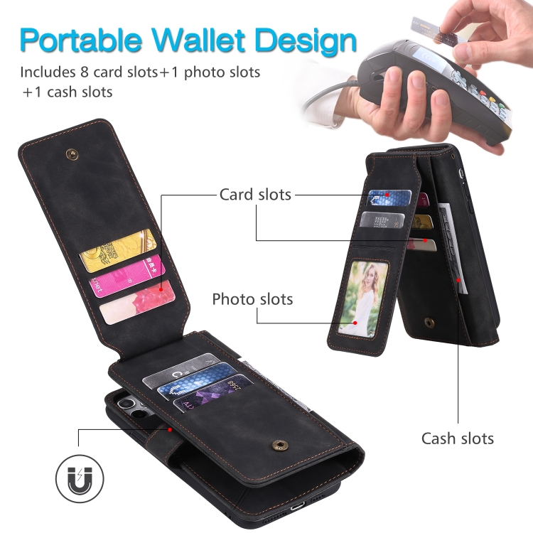 For iPhone 14 Skin Feel Multi-card Wallet Leather Phone Case(Black) For iPhone 14 Skin Feel Multi-card Wallet Leather Phone Case(Black)