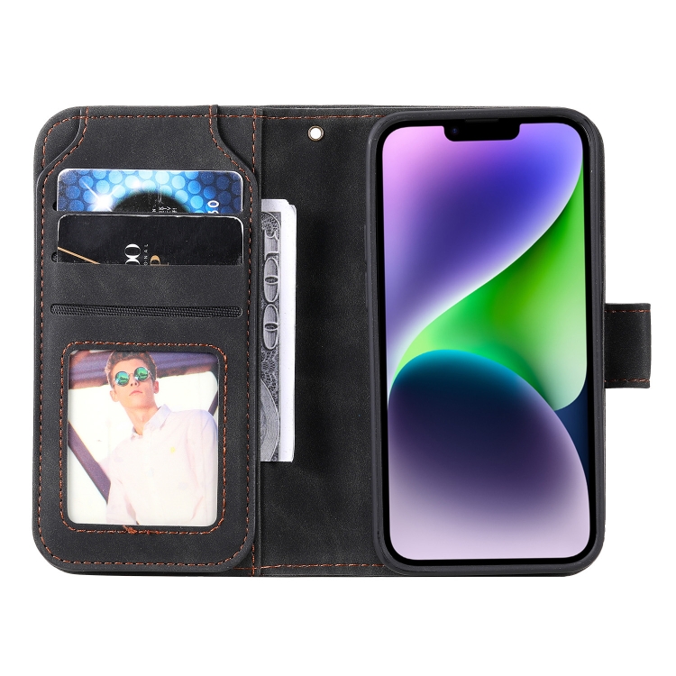 For iPhone 14 Plus Skin Feel Multi-card Wallet Leather Phone Case(Black) For iPhone 14 Plus Skin Feel Multi-card Wallet Leather Phone Case(Black)