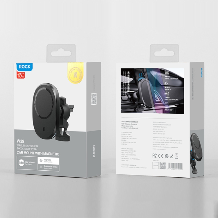ROCK W39 Shock-absorption Magnetic Car Wireless Charging Holder(Black) ROCK W39 Shock-absorption Magnetic Car Wireless Charging Holder(Black)