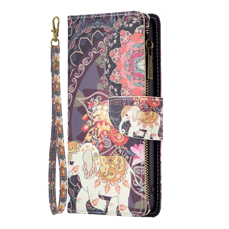 For Samsung Galaxy S23+ 5G Colored Drawing Pattern Zipper Leather Phone Case(Flower Elephants) For Samsung Galaxy S23+ 5G Colored Drawing Pattern Zipper Leather Phone Case(Flower Elephants)