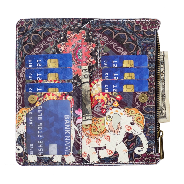 For Samsung Galaxy S23+ 5G Colored Drawing Pattern Zipper Leather Phone Case(Flower Elephants) For Samsung Galaxy S23+ 5G Colored Drawing Pattern Zipper Leather Phone Case(Flower Elephants)