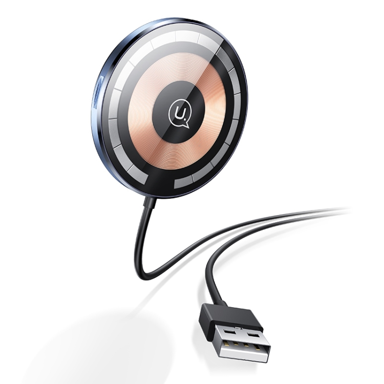 USAMS US-CD164 Ultra-slim Magnetic Car Wireless Charger with Cable(Transparent) - 1