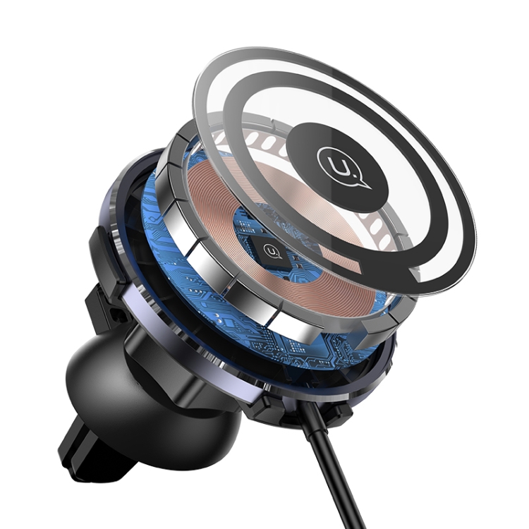 USAMS US-CD164 Ultra-slim Magnetic Car Wireless Charger with Cable(Transparent) - 2