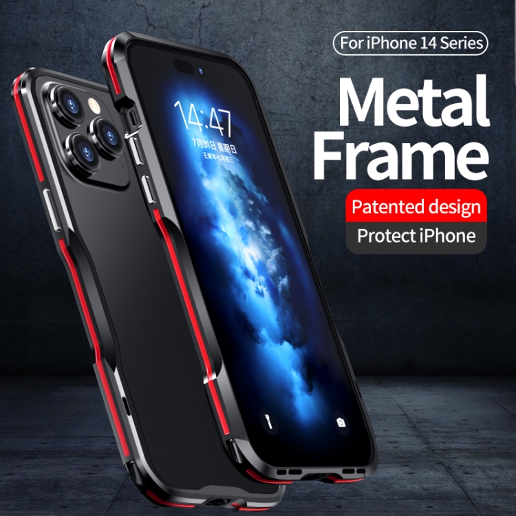 For iPhone 14 Plus Sharp Edge Magnetic Shockproof Metal Frame Phone Case(Black) For iPhone 14 Plus Sharp Edge Magnetic Shockproof Metal Frame Phone Case(Black)