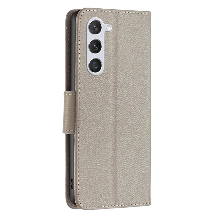For Samsung Galaxy S23 5G Litchi Texture Pure Color Leather Phone Case(Grey) For Samsung Galaxy S23 5G Litchi Texture Pure Color Leather Phone Case(Grey)
