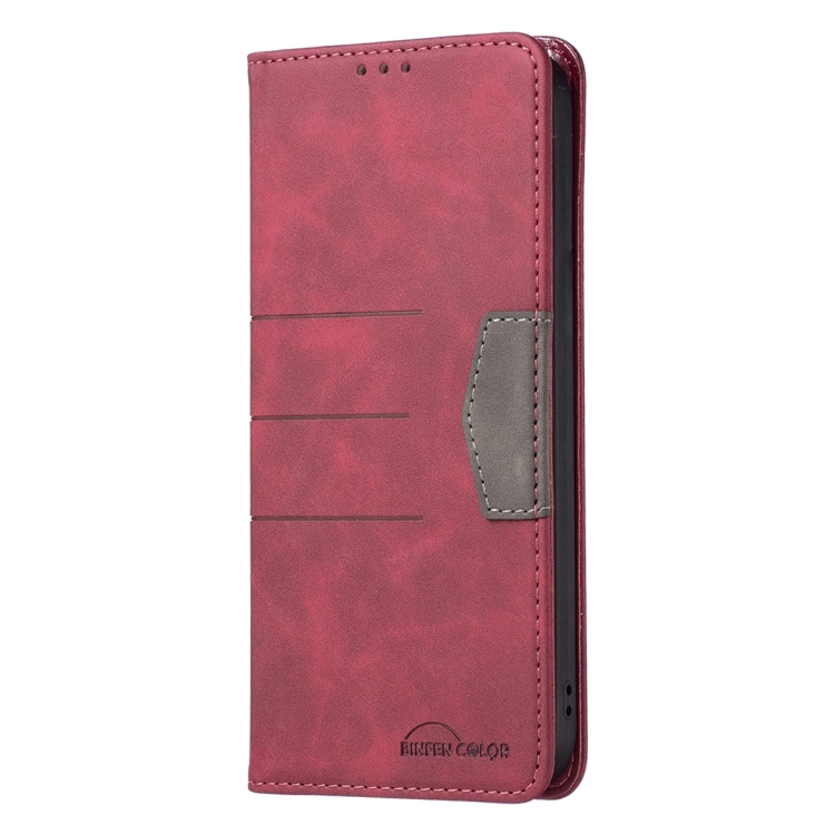 For Samsung Galaxy S23+ 5G BF10 Color Block Magnetic Flip Leather Phone Case(Red) For Samsung Galaxy S23+ 5G BF10 Color Block Magnetic Flip Leather Phone Case(Red)