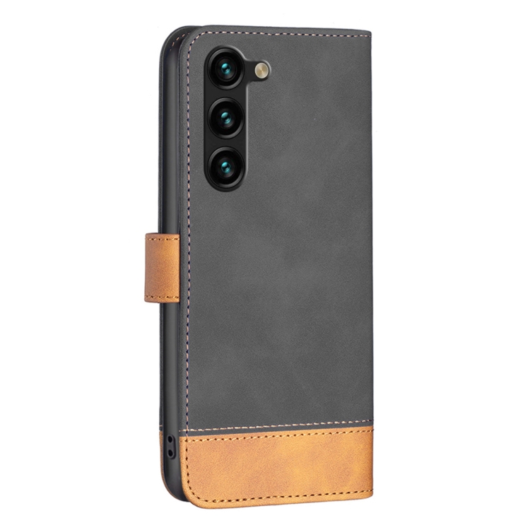 For Samsung Galaxy S23+ 5G BF11 Color Matching Skin Feel Leather Phone Case(Black) For Samsung Galaxy S23+ 5G BF11 Color Matching Skin Feel Leather Phone Case(Black)