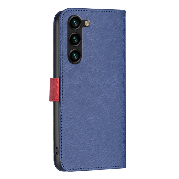 For Samsung Galaxy S23+ 5G BF13 Color Matching Cross Texture Leather Phone Case(Blue)