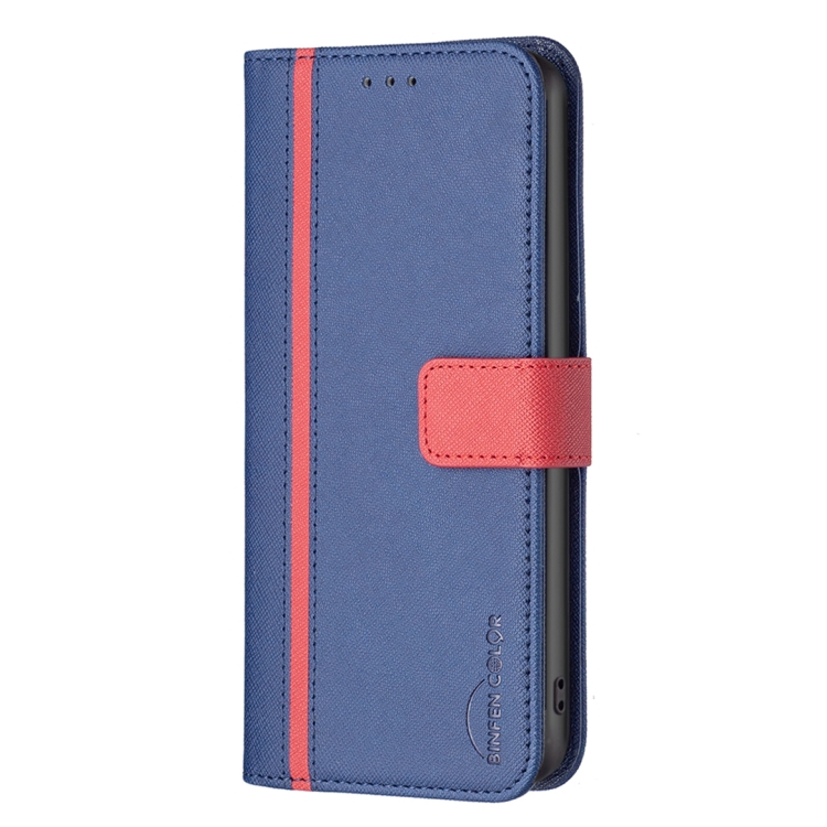 For Samsung Galaxy S23 Ultra 5G BF13 Color Matching Cross Texture Leather Phone Case(Blue)