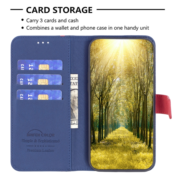 For Samsung Galaxy S23 Ultra 5G BF13 Color Matching Cross Texture Leather Phone Case(Blue)