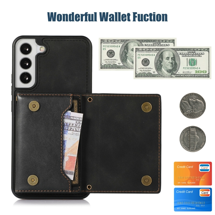 For Samsung Galaxy S22+ Three-fold RFID Leather Phone Case with Lanyard(Black) For Samsung Galaxy S22+ Three-fold RFID Leather Phone Case with Lanyard(Black)