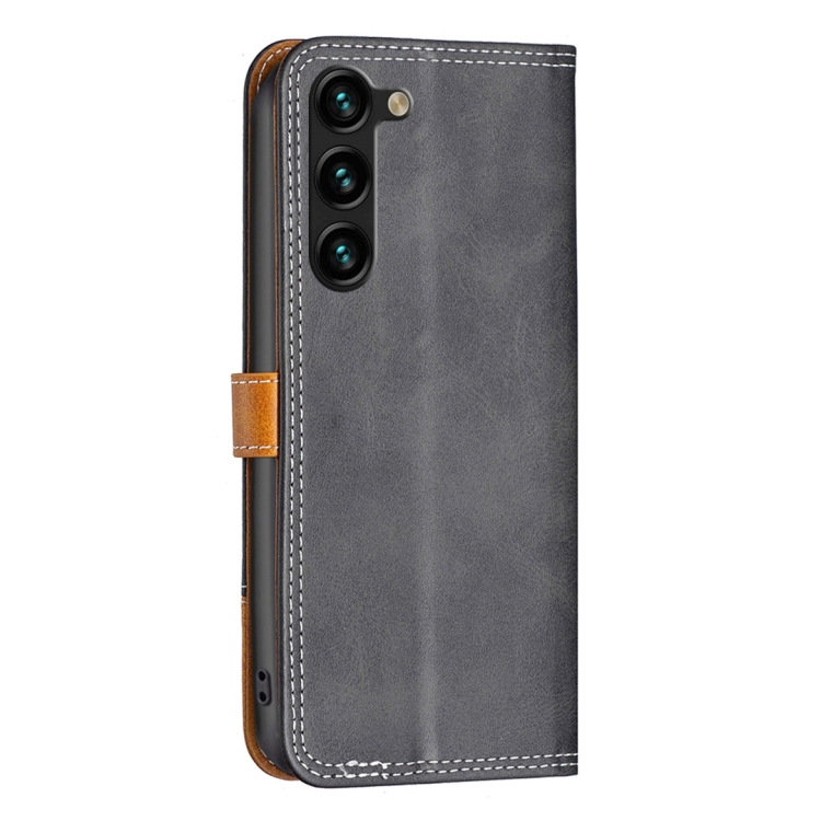 For Samsung Galaxy S23+ 5G Color Matching Double Sewing Thread Leather Phone Case(Black) For Samsung Galaxy S23+ 5G Color Matching Double Sewing Thread Leather Phone Case(Black)