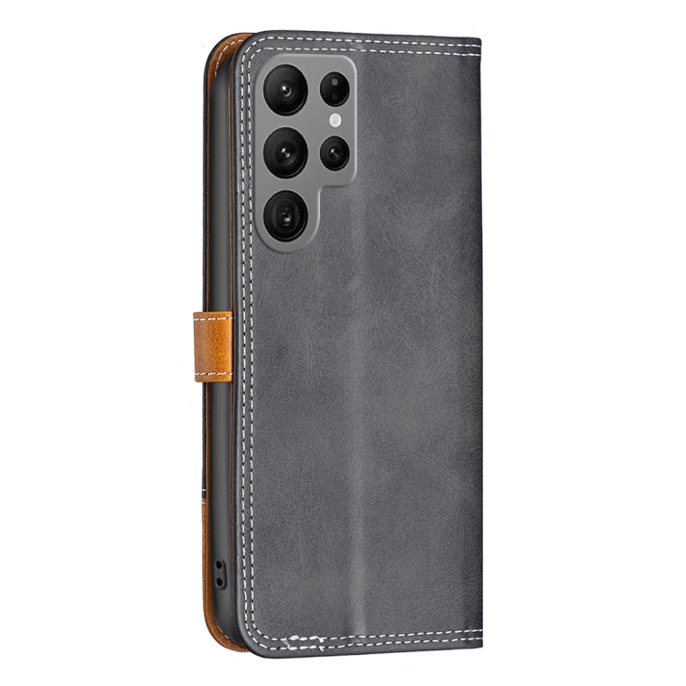 For Samsung Galaxy S23 Ultra 5G Color Matching Double Sewing Thread Leather Phone Case(Black) For Samsung Galaxy S23 Ultra 5G Color Matching Double Sewing Thread Leather Phone Case(Black)
