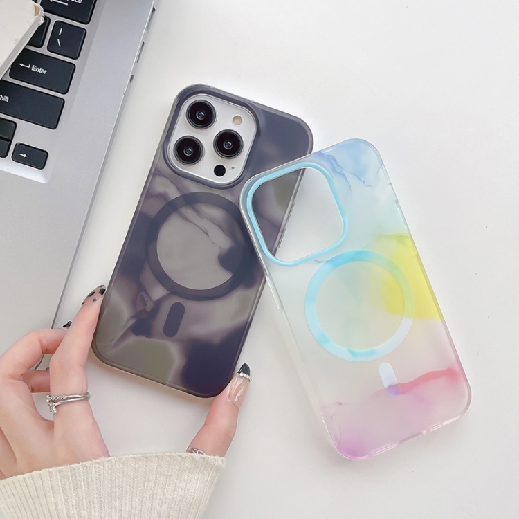 For iPhone 14 Pro Watercolor Magsafe Phone Case(Yellow) For iPhone 14 Pro Watercolor Magsafe Phone Case(Yellow)