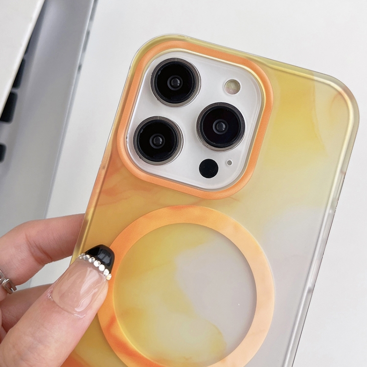 For iPhone 14 Pro Watercolor Magsafe Phone Case(Yellow) For iPhone 14 Pro Watercolor Magsafe Phone Case(Yellow)