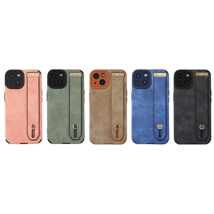 For iPhone 14 Plus Wrist Strap TPU Leather Phone Case(Pink) For iPhone 14 Plus Wrist Strap TPU Leather Phone Case(Pink)