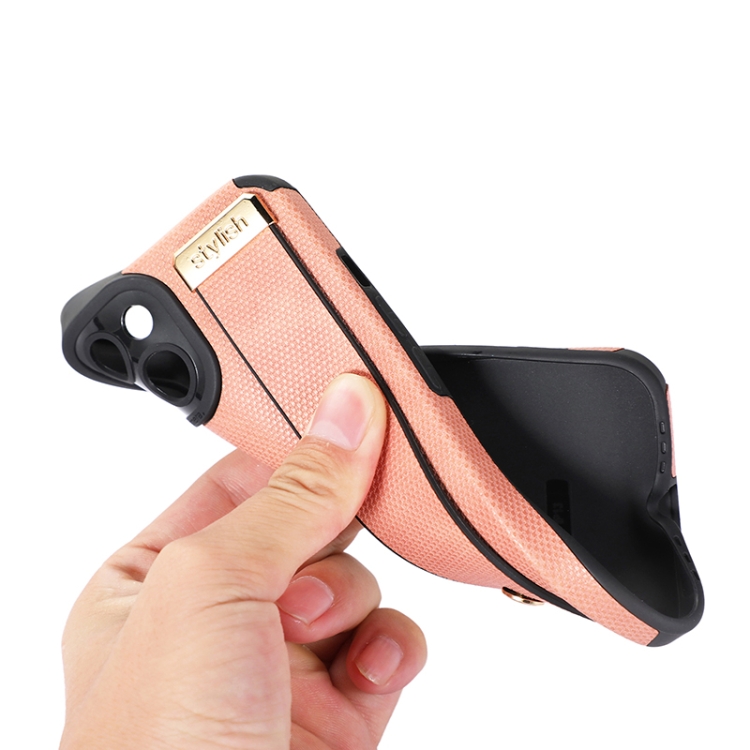 For iPhone 14 Plus Wrist Strap TPU Leather Phone Case(Pink) For iPhone 14 Plus Wrist Strap TPU Leather Phone Case(Pink)