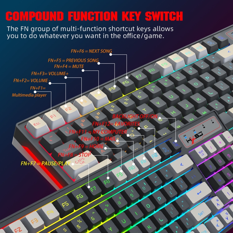 HXSJ L900 RGB Backlit Two-color Injection Keycaps 2.4G Wireless Keyboard