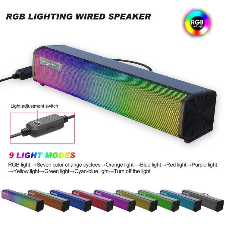 HXSJ Q9 RGB Luminous Computer Speaker Bar - 3