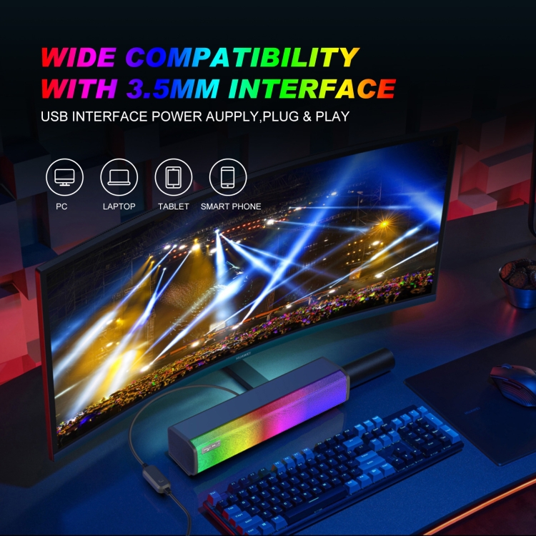 HXSJ Q9 RGB Luminous Computer Speaker Bar - 7