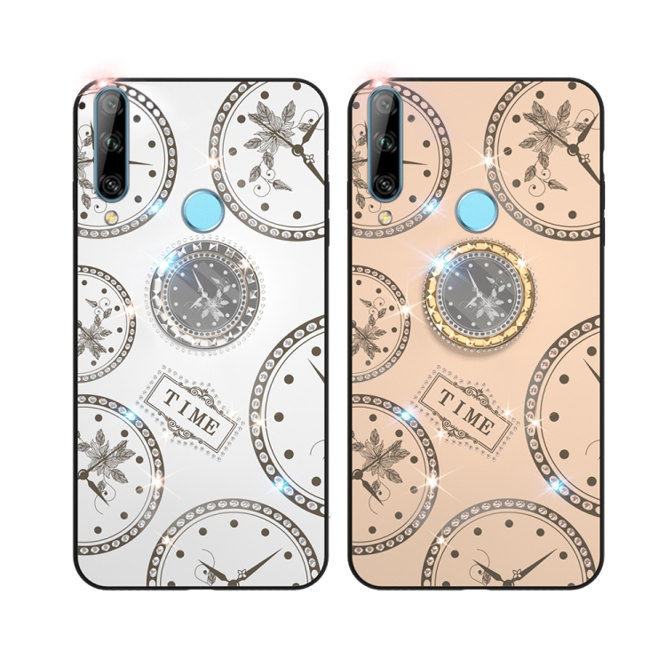 SUNSKY - Para Huawei P30 Lite, diseño de reloj de moda, carcasa de teléfono  móvil con diamantes de imitación con soporte, cuerda de mano y cordón  (blanco)