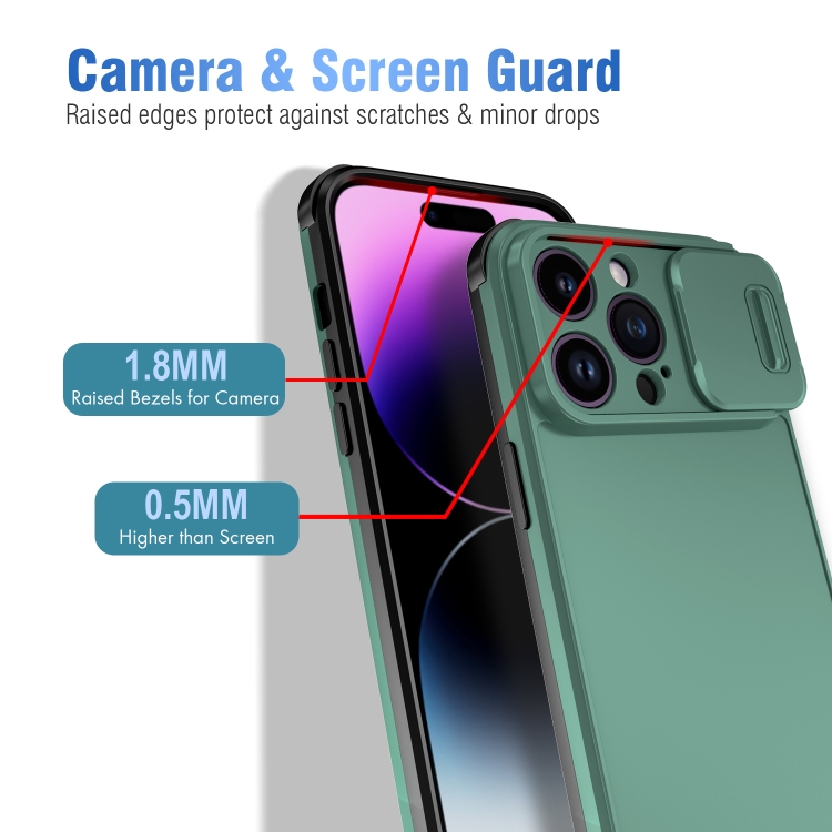 For iPhone 14 Pro Sliding Camera Cover Design PC + TPU Phone Case(Dark Green) For iPhone 14 Pro Sliding Camera Cover Design PC + TPU Phone Case(Dark Green)
