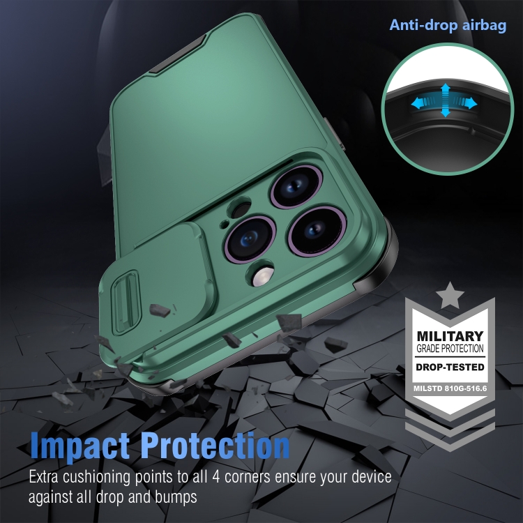 For iPhone 14 Pro Sliding Camera Cover Design PC + TPU Phone Case(Dark Green) For iPhone 14 Pro Sliding Camera Cover Design PC + TPU Phone Case(Dark Green)