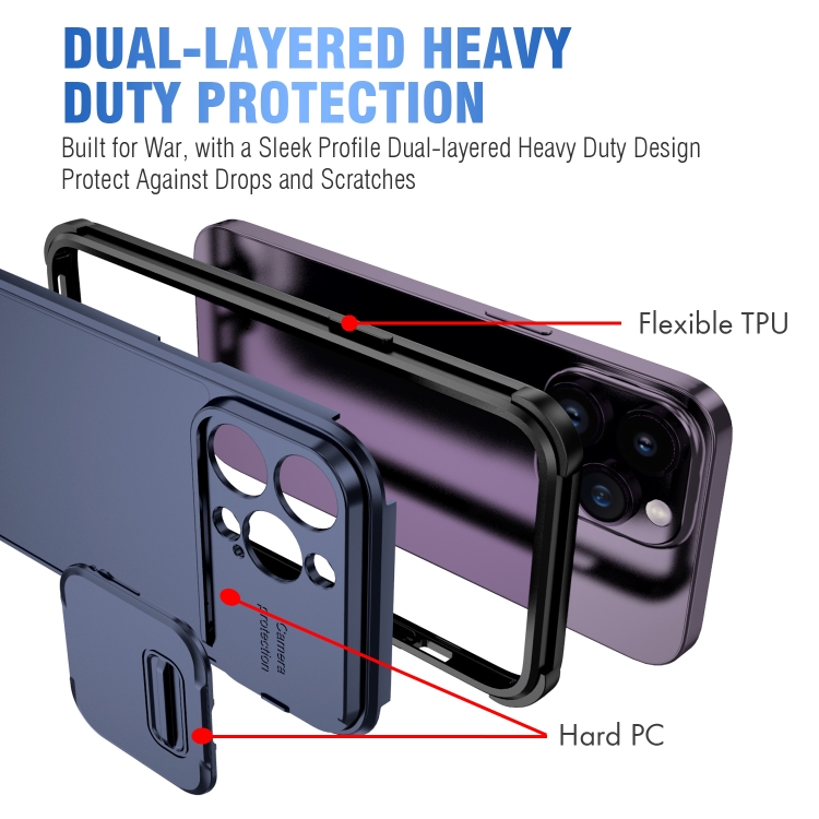 For iPhone 14 Pro Max Sliding Camera Cover Design PC + TPU Phone Case(Blue) For iPhone 14 Pro Max Sliding Camera Cover Design PC + TPU Phone Case(Blue)