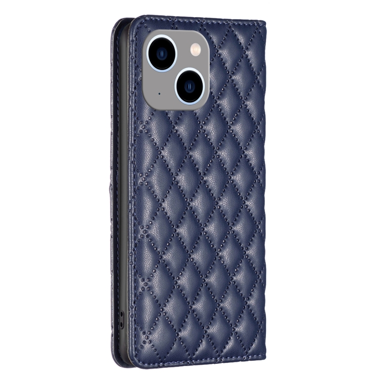 For iPhone 14 Plus Diamond Lattice Magnetic Leather Flip Phone Case(Blue) For iPhone 14 Plus Diamond Lattice Magnetic Leather Flip Phone Case(Blue)