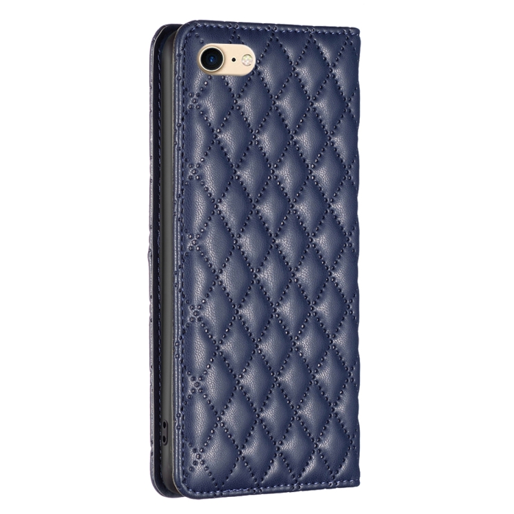 For iPhone SE 2022 / SE 2020 / 8 / 7 Diamond Lattice Magnetic Leather Flip Phone Case(Blue) For iPhone SE 2022 / SE 2020 / 8 / 7 Diamond Lattice Magnetic Leather Flip Phone Case(Blue)