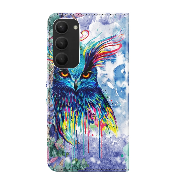 For Samsung Galaxy S23+ 5G 3D Painting Pattern TPU + PU Phone Case(Watercolor Owl) For Samsung Galaxy S23+ 5G 3D Painting Pattern TPU + PU Phone Case(Watercolor Owl)