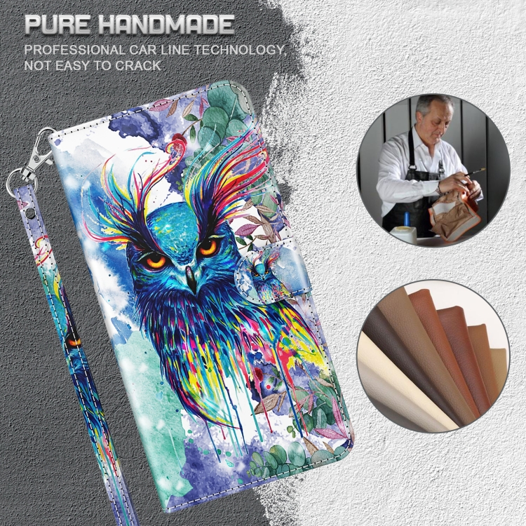 For Samsung Galaxy S23+ 5G 3D Painting Pattern TPU + PU Phone Case(Watercolor Owl) For Samsung Galaxy S23+ 5G 3D Painting Pattern TPU + PU Phone Case(Watercolor Owl)