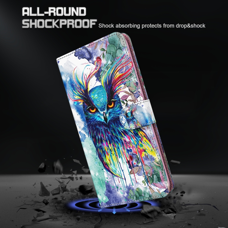 For Samsung Galaxy S23+ 5G 3D Painting Pattern TPU + PU Phone Case(Watercolor Owl) For Samsung Galaxy S23+ 5G 3D Painting Pattern TPU + PU Phone Case(Watercolor Owl)