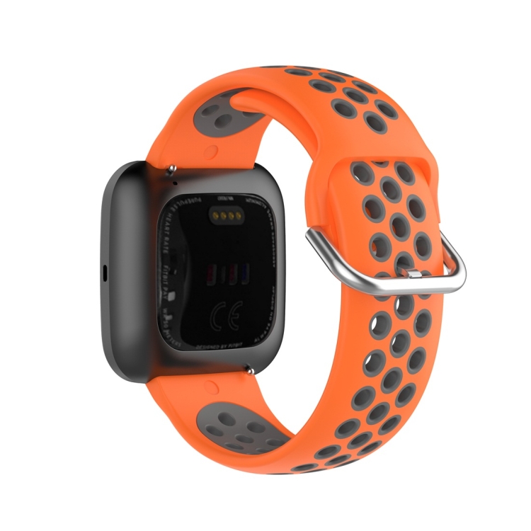 Fitbit Versa 2 / Versa / Versa Lite 23mm 걸쇠 2 컬러 스포츠 시계 밴드 (Orange + Grey)
