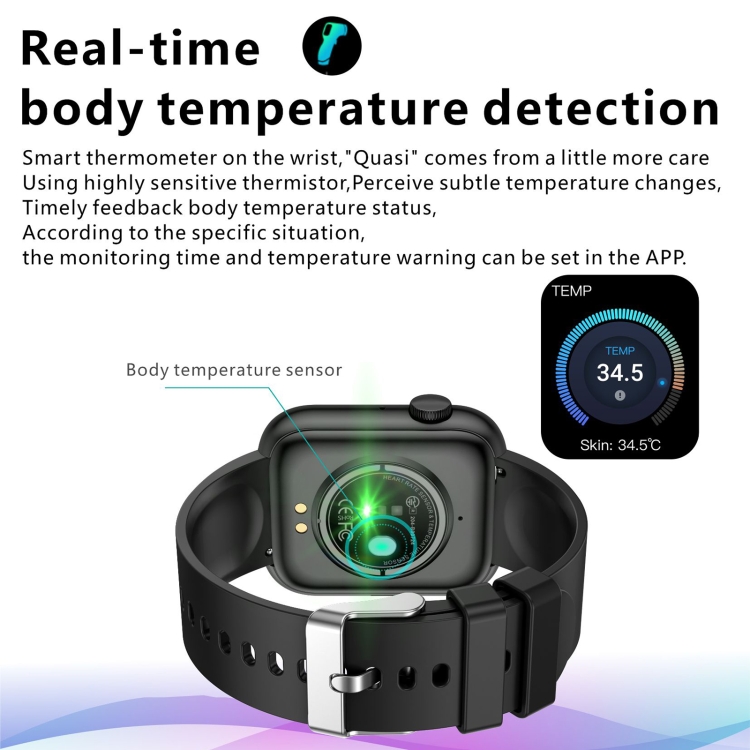 Reloj inteligente QX7 con pantalla TFT de 1,85 pulgadas, compatible con llamadas Bluetooth/monitoreo del hogar/más de 100 modos deportivos (negro) - B6