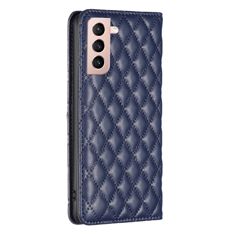 For Samsung Galaxy S21 5G Diamond Lattice Magnetic Leather Flip Phone Case(Blue) For Samsung Galaxy S21 5G Diamond Lattice Magnetic Leather Flip Phone Case(Blue)