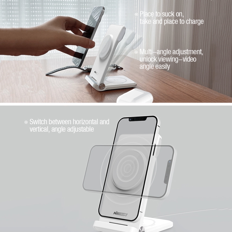 NILLKIN 3 in 1 Magnetic Wireless Charger, Specification:US Plug