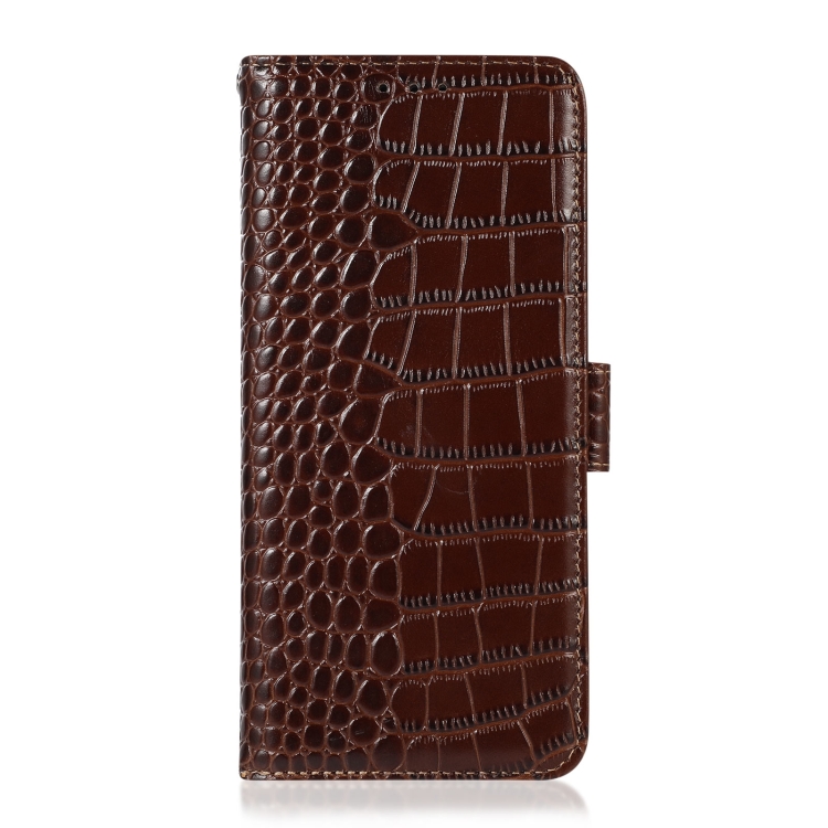 For Samsung Galaxy S23 Ultra 5G Crocodile Top Layer Cowhide Leather Phone Case(Brown)
