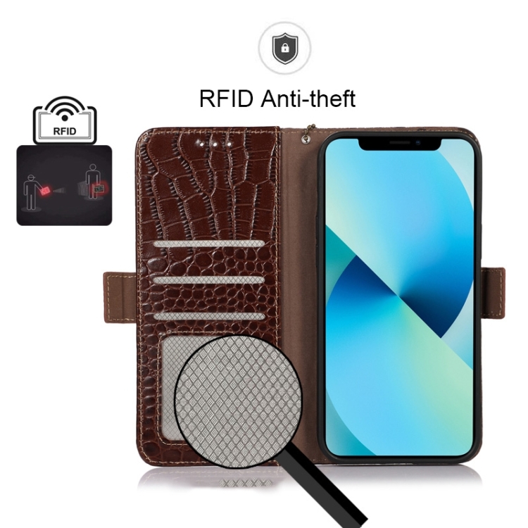 For Samsung Galaxy S23 5G Crocodile Top Layer Cowhide Leather Phone Case(Brown) For Samsung Galaxy S23 5G Crocodile Top Layer Cowhide Leather Phone Case(Brown)