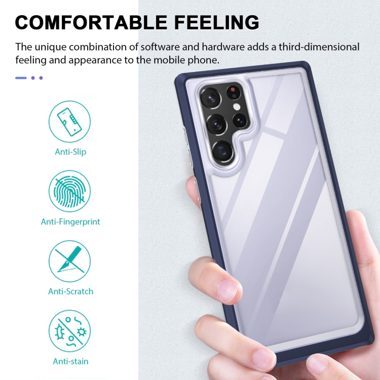 For Samsung Galaxy S23 Ultra 5G Bright Series Clear Acrylic + PC + TPU Phone Case(Navy Blue)
