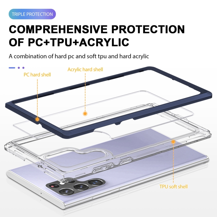 For Samsung Galaxy S23 Ultra 5G Bright Series Clear Acrylic + PC + TPU Phone Case(Navy Blue)