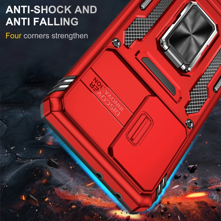 For Samsung Galaxy S23 Ultra 5G Armor PC + TPU Camera Shield Phone Case(Red)