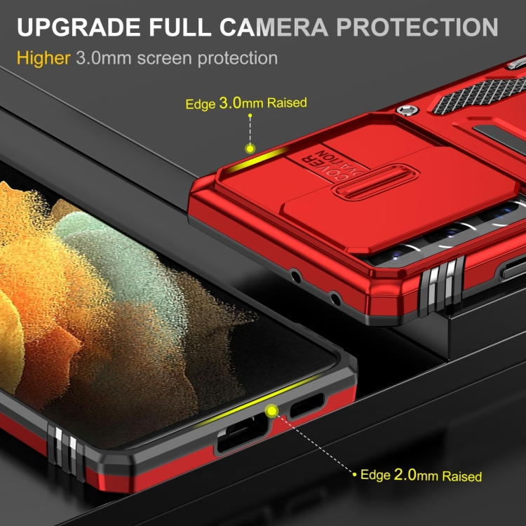 For Samsung Galaxy S23 Ultra 5G Armor PC + TPU Camera Shield Phone Case(Red)