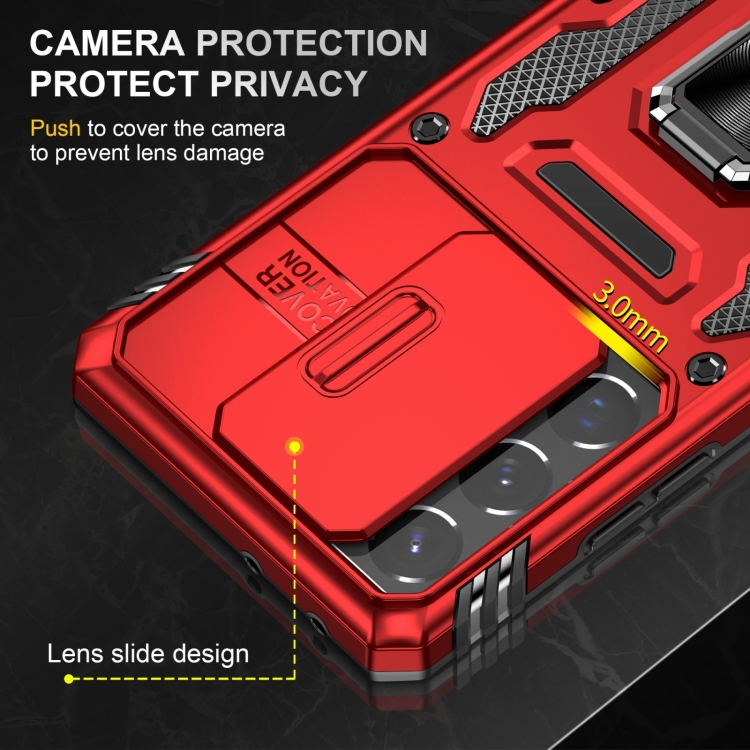 For Samsung Galaxy S23 Ultra 5G Armor PC + TPU Camera Shield Phone Case(Red)