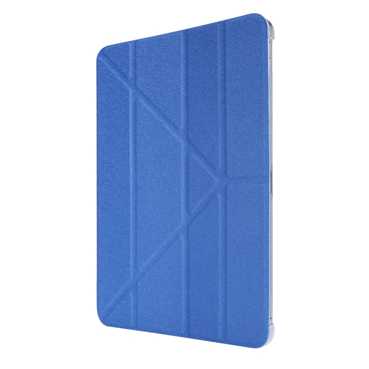 For iPad Air 13 2024 / Pro 12.9 2020 Silk Texture Horizontal Deformation Flip Leather Tablet Case with Three-folding Holder(Blue) For iPad Air 13 2024 / Pro 12.9 2020 Silk Texture Horizontal Deformation Flip Leather Tablet Case with Three-folding Holder(Blue)