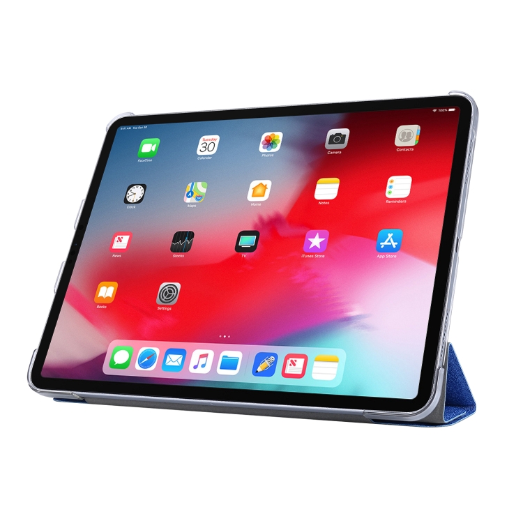 For iPad Air 13 2024 / Pro 12.9 2020 Silk Texture Horizontal Deformation Flip Leather Tablet Case with Three-folding Holder(Blue) For iPad Air 13 2024 / Pro 12.9 2020 Silk Texture Horizontal Deformation Flip Leather Tablet Case with Three-folding Holder(Blue)