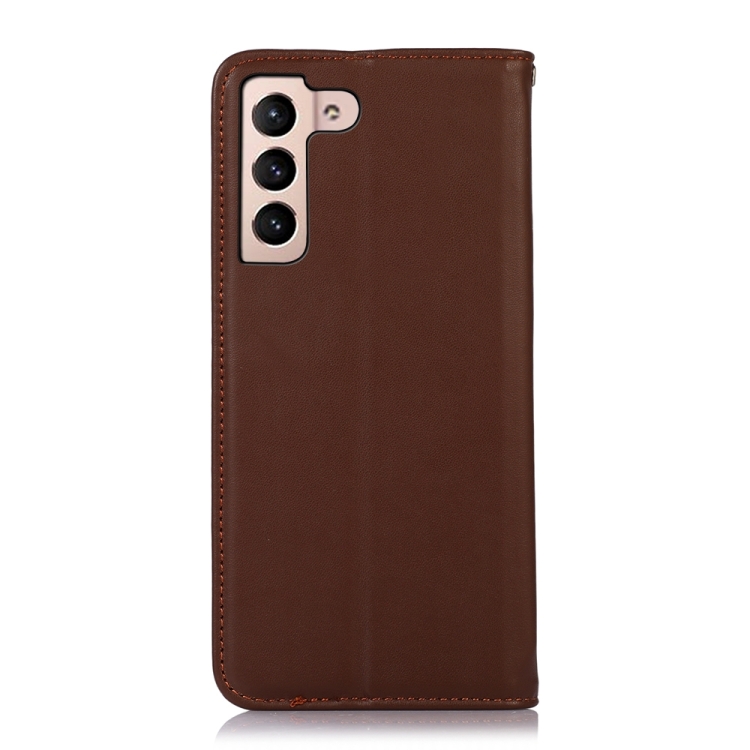 For Samsung Galaxy S23+ 5G KHAZNEH Nappa Top Layer Cowhide Leather Phone Case(Brown)